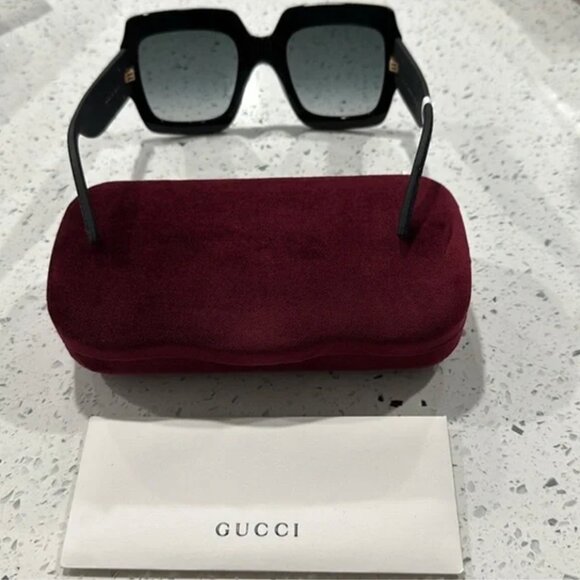 GUCCI Square Glitter Frame Sunglasses - Black - GG0102S - Picture 3 of 12